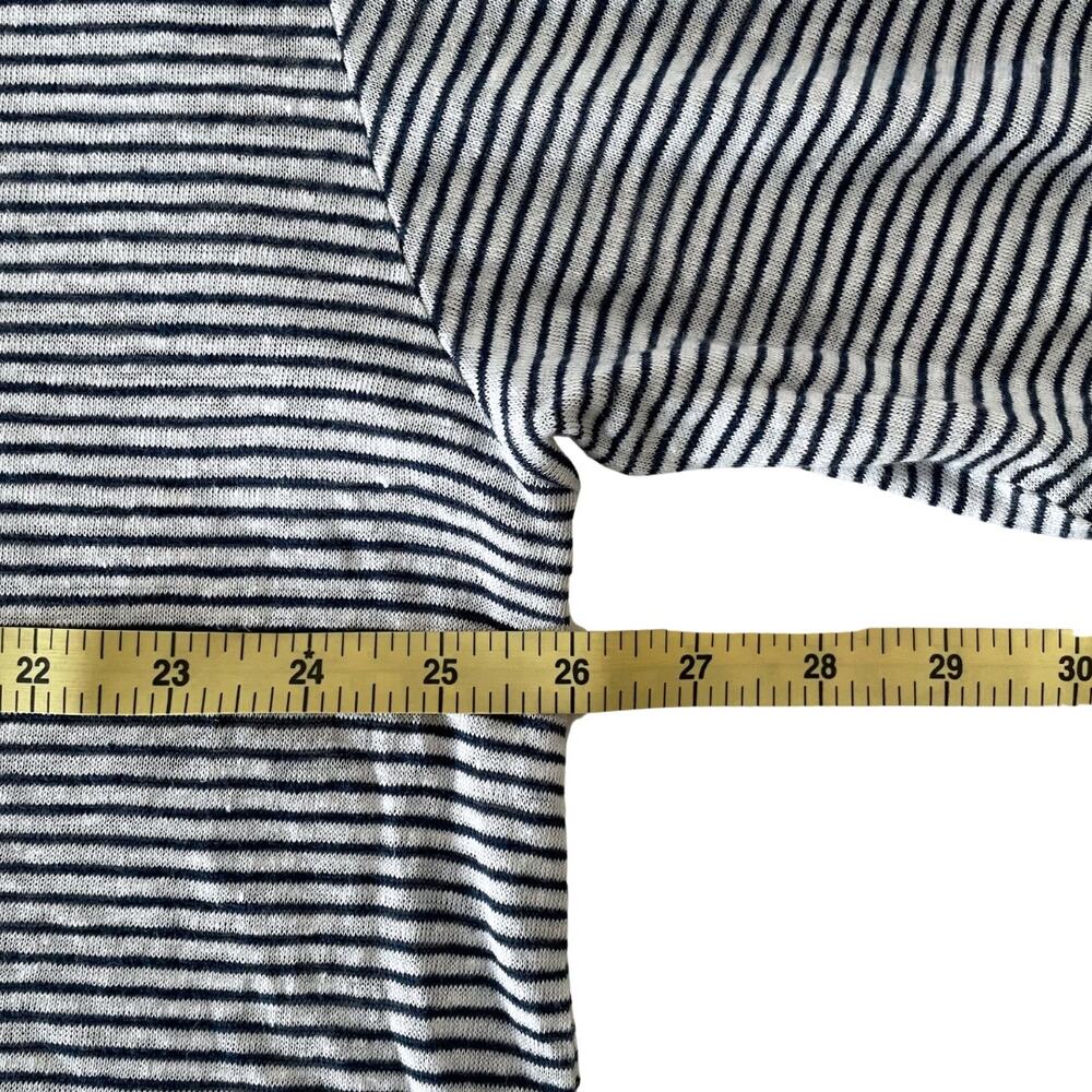 Women's Linen Navy and White Striped Knit Top - Plus 2X  (Preppy - Coastal) - Picture 4 of 9
